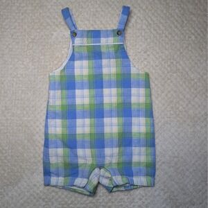 Janie‎ and Jack Linen Blend Plaid Shortall Romper 18–24 Month